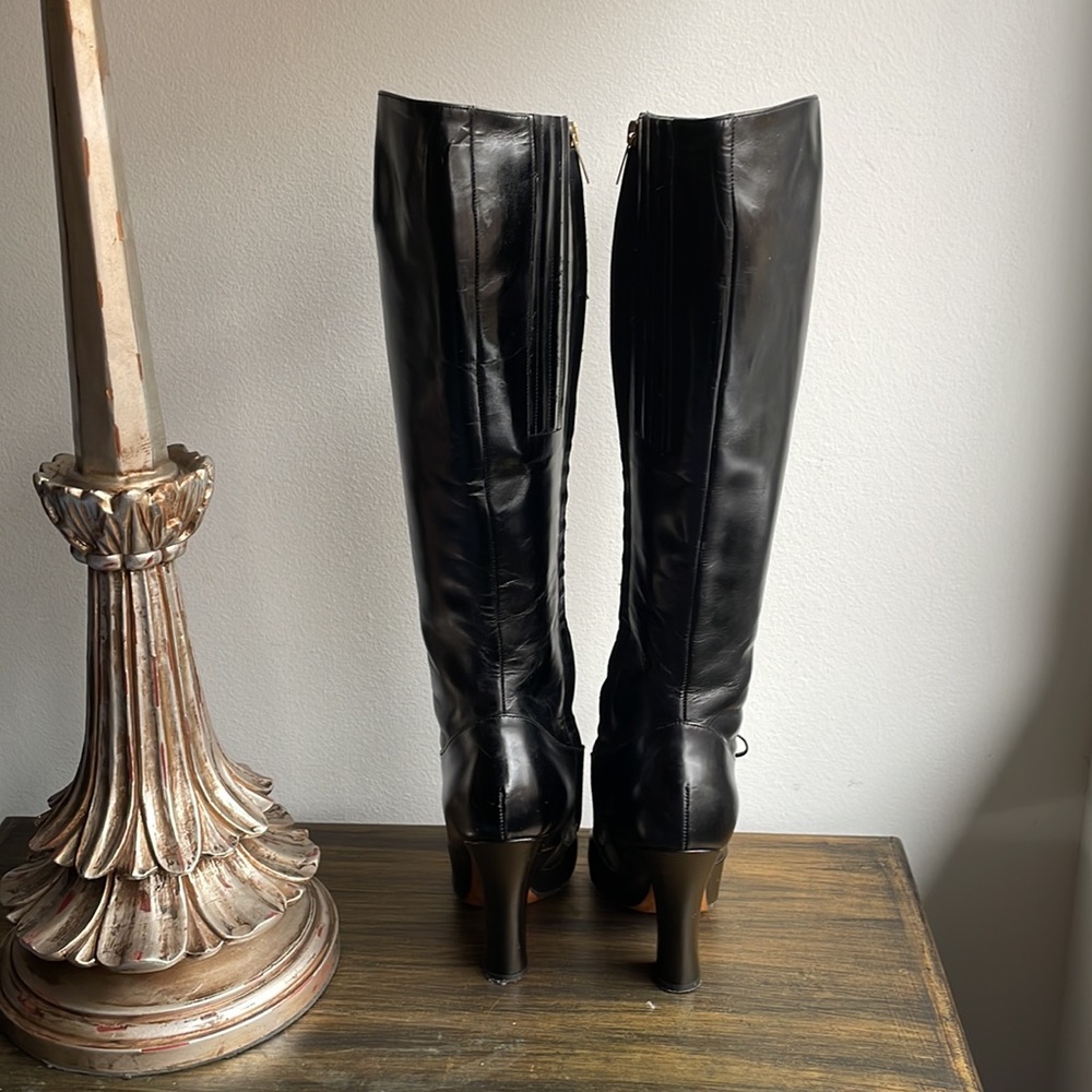 Yves Saint Laurent Black Leather Boots 36.5 approx. 6 - Picture 3 of 11